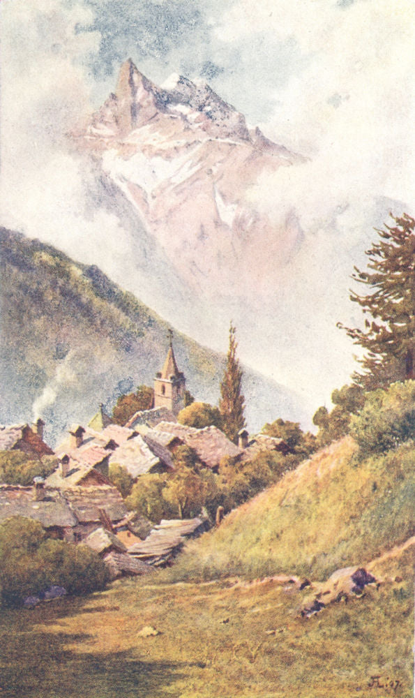 SWITZERLAND. The Dents du Midi from Gryon above Bex 1917 old antique print